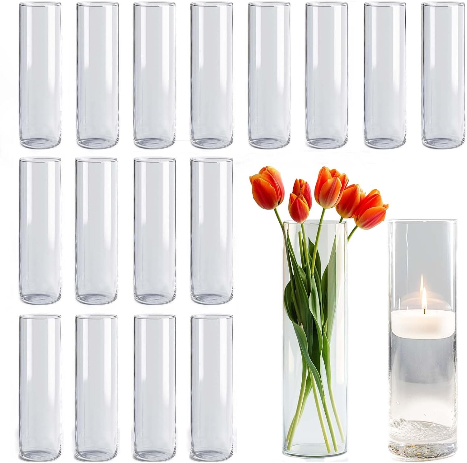 18pcs Clear Borosilicate Glass Vases for Home Decor