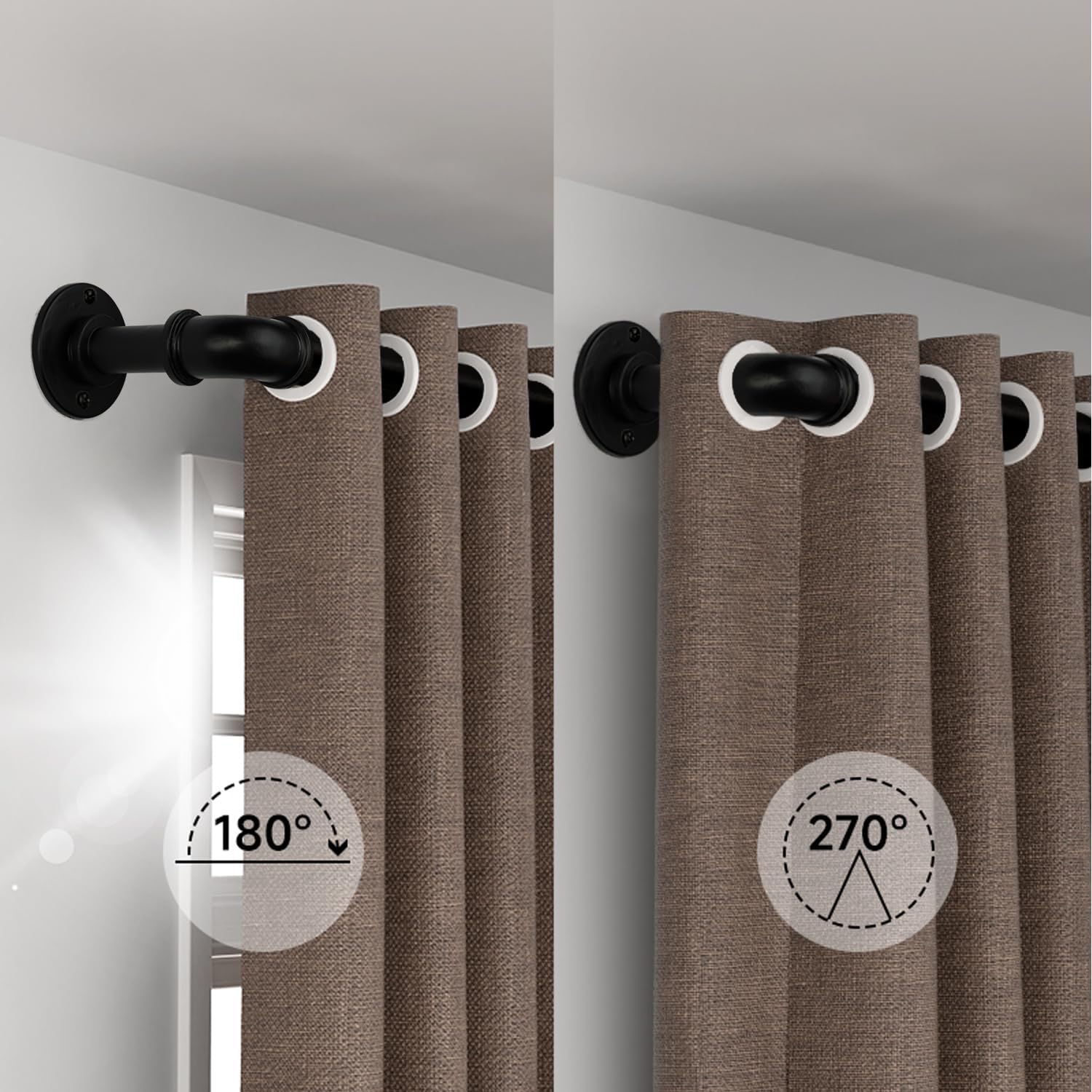Industrial Curtain Rods 18-120 Inch Adjustable Blackout Rods