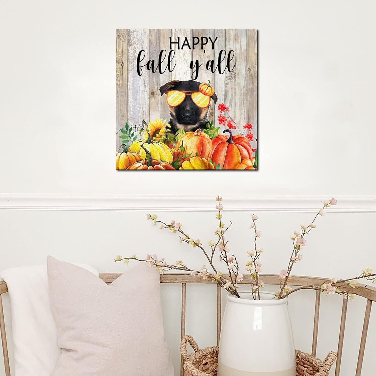 Thanksgiving Fall Wood Sign Plaque 8x8in