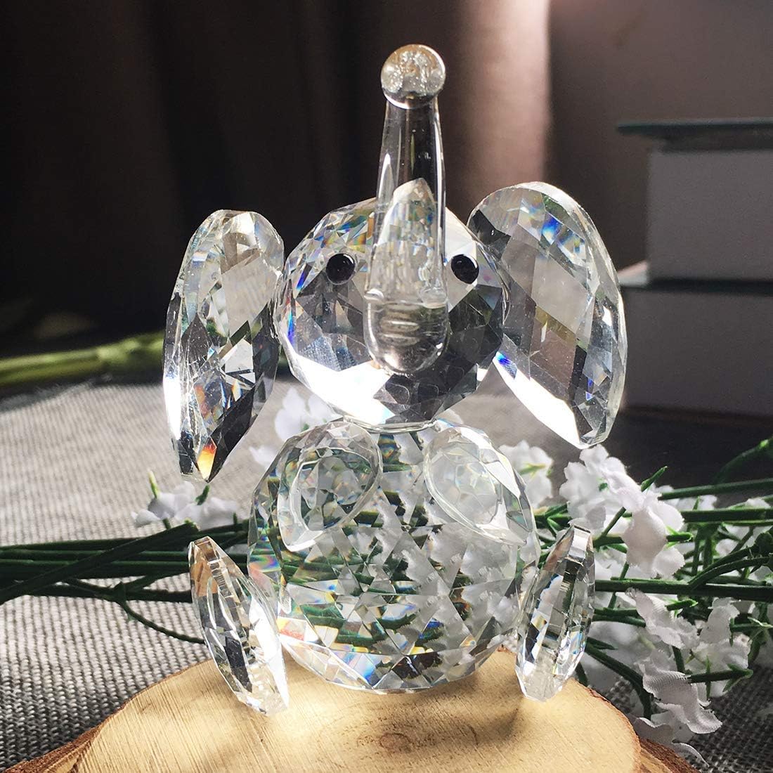 HD Crystal Elephant Figurine Statue