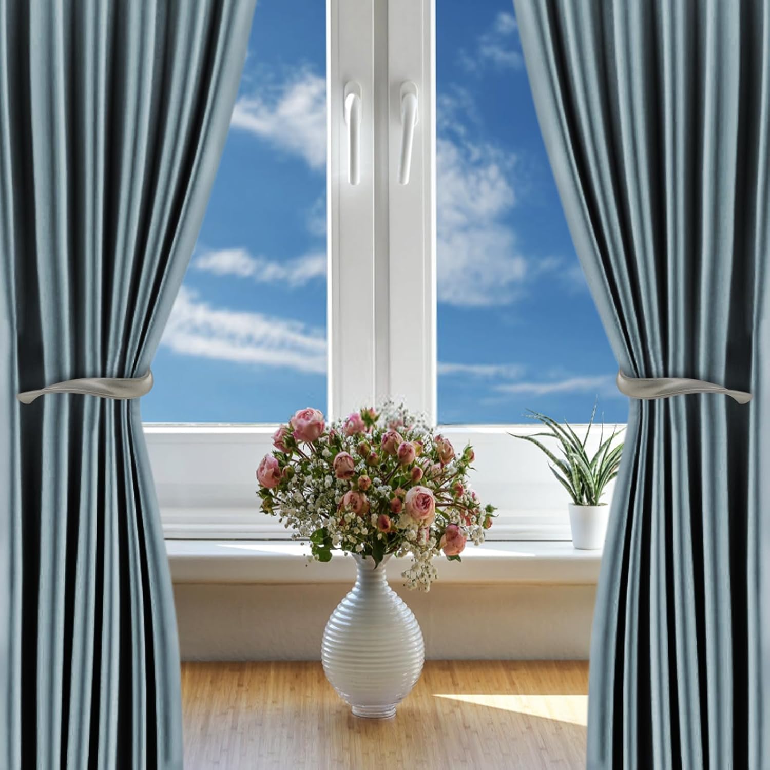 4 Pack Grey Aluminum Alloy Curtain Holdbacks