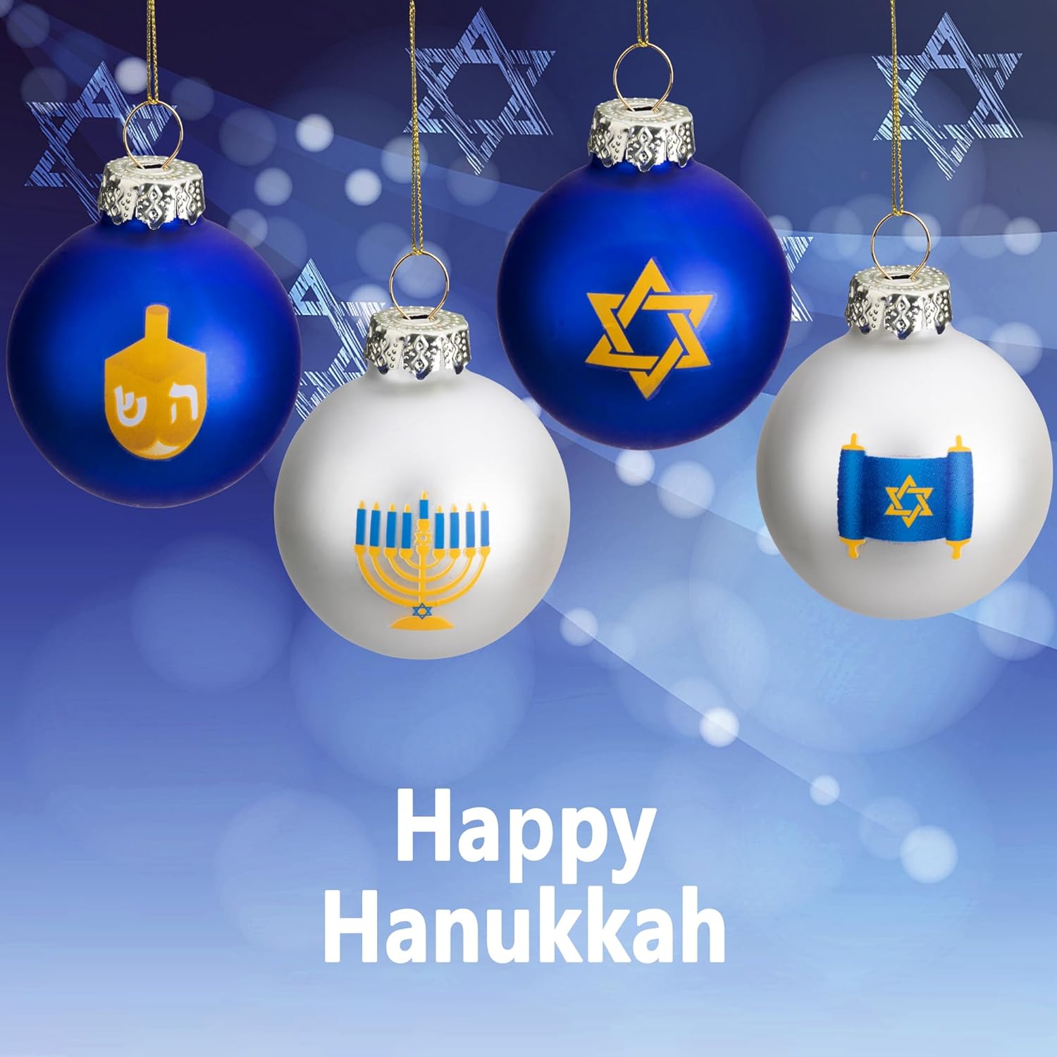 12pcs Glass Star of David Hanukkah Ornaments