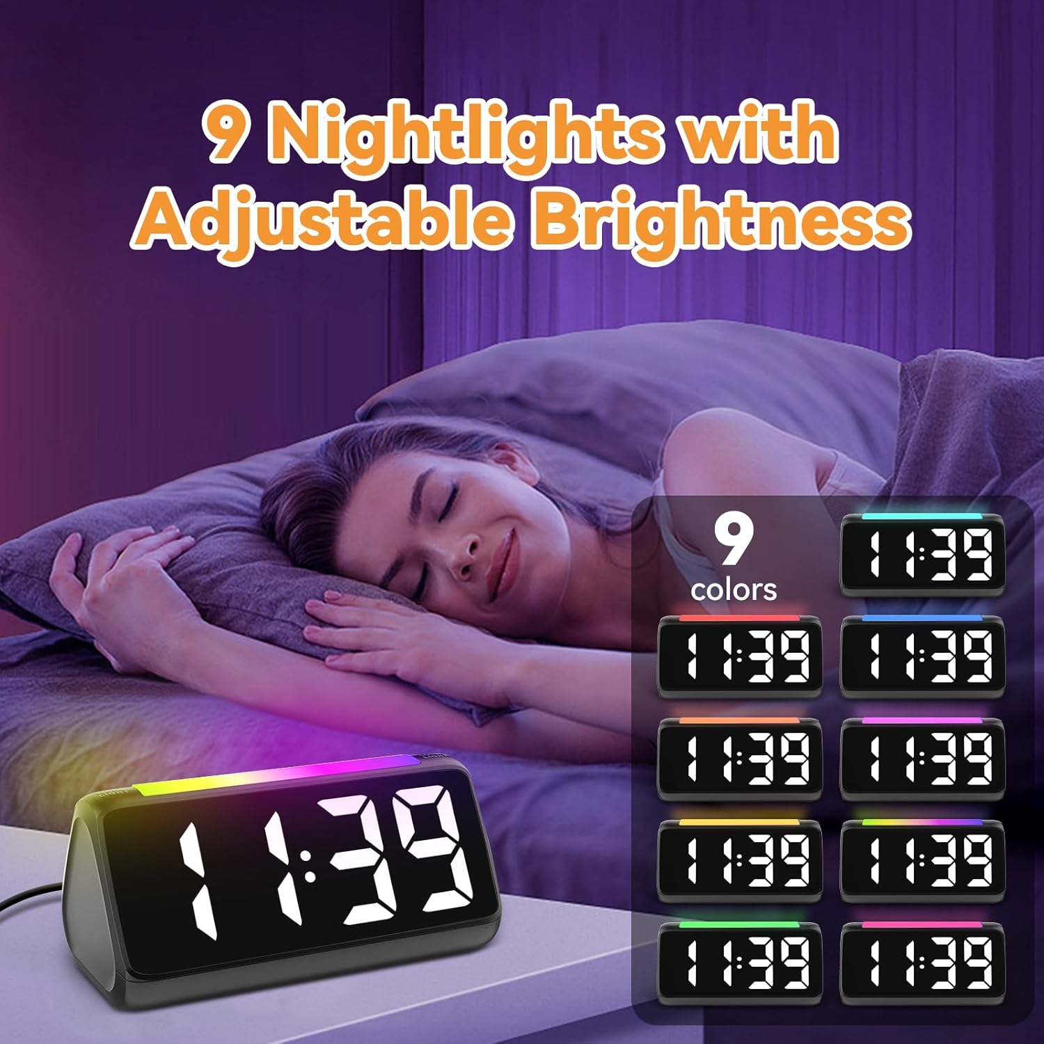 Netzu Alarm Clocks for Heavy Sleepers with Vibrating Pad and RGB Display