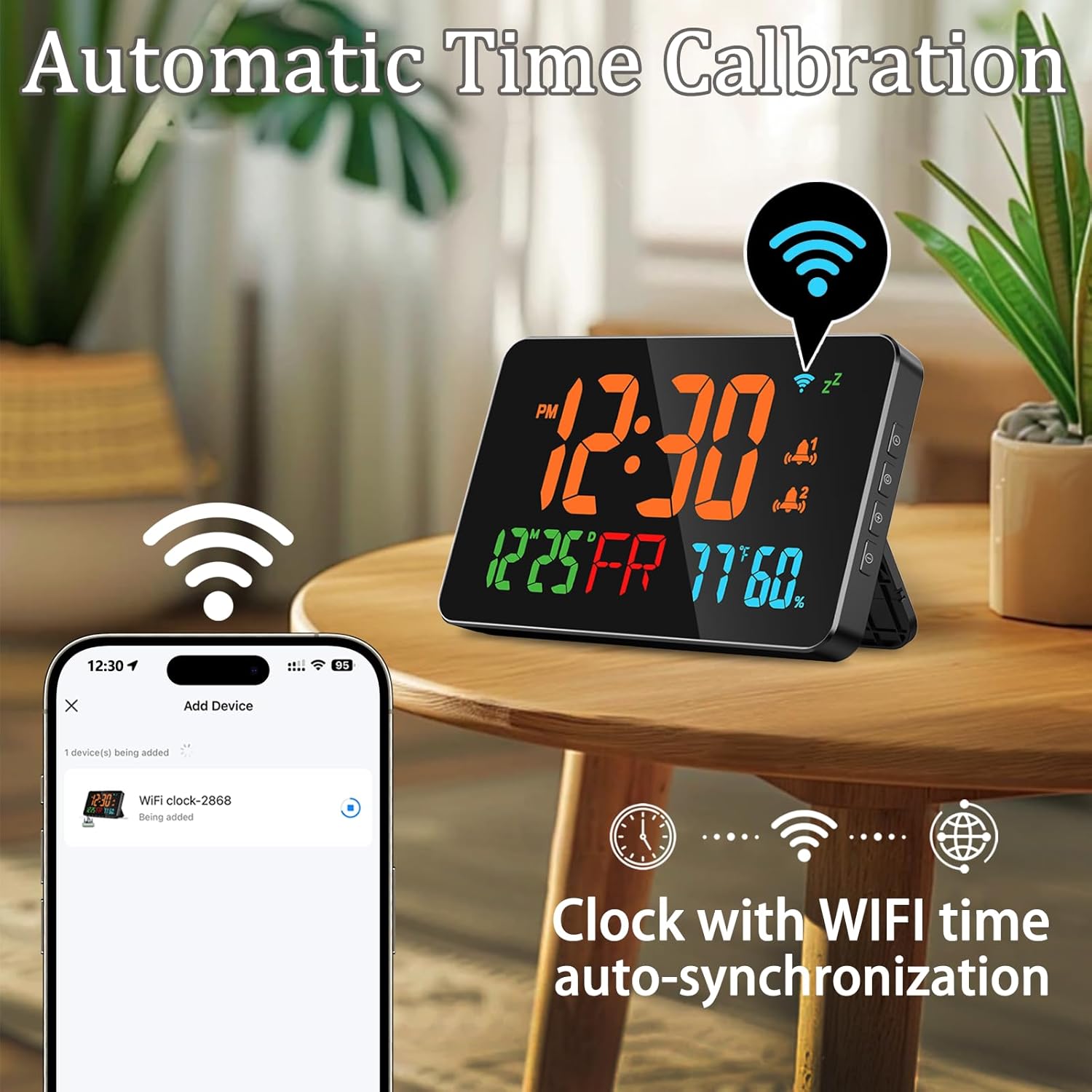 WiFi Atomic Clock with Temperature Humidity and Dual Alarm