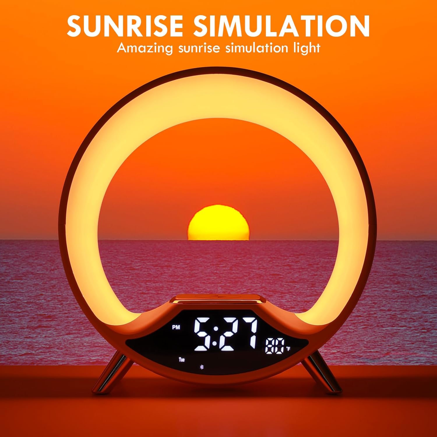 GuDoQi Sunrise Alarm Clock with Wireless Charging and Bluetooth