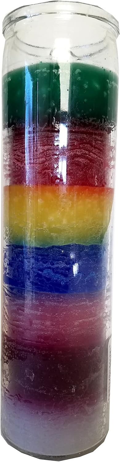 7 Color Layers Pillar Candle 8 Inches Tall