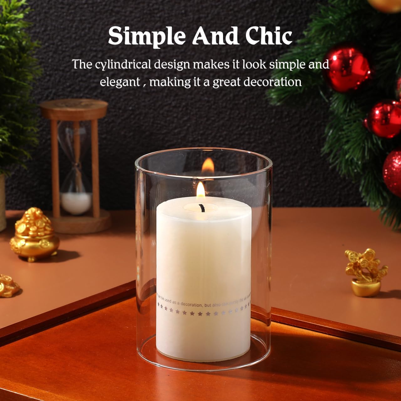 Holibanna Cylinder Vases 2pcs Candle Chimney Glass Holder