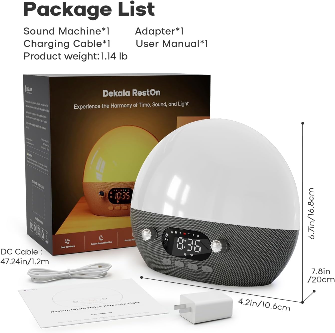 Dekala RestOnn Sunrise Alarm Clock with Night Light and White Noise