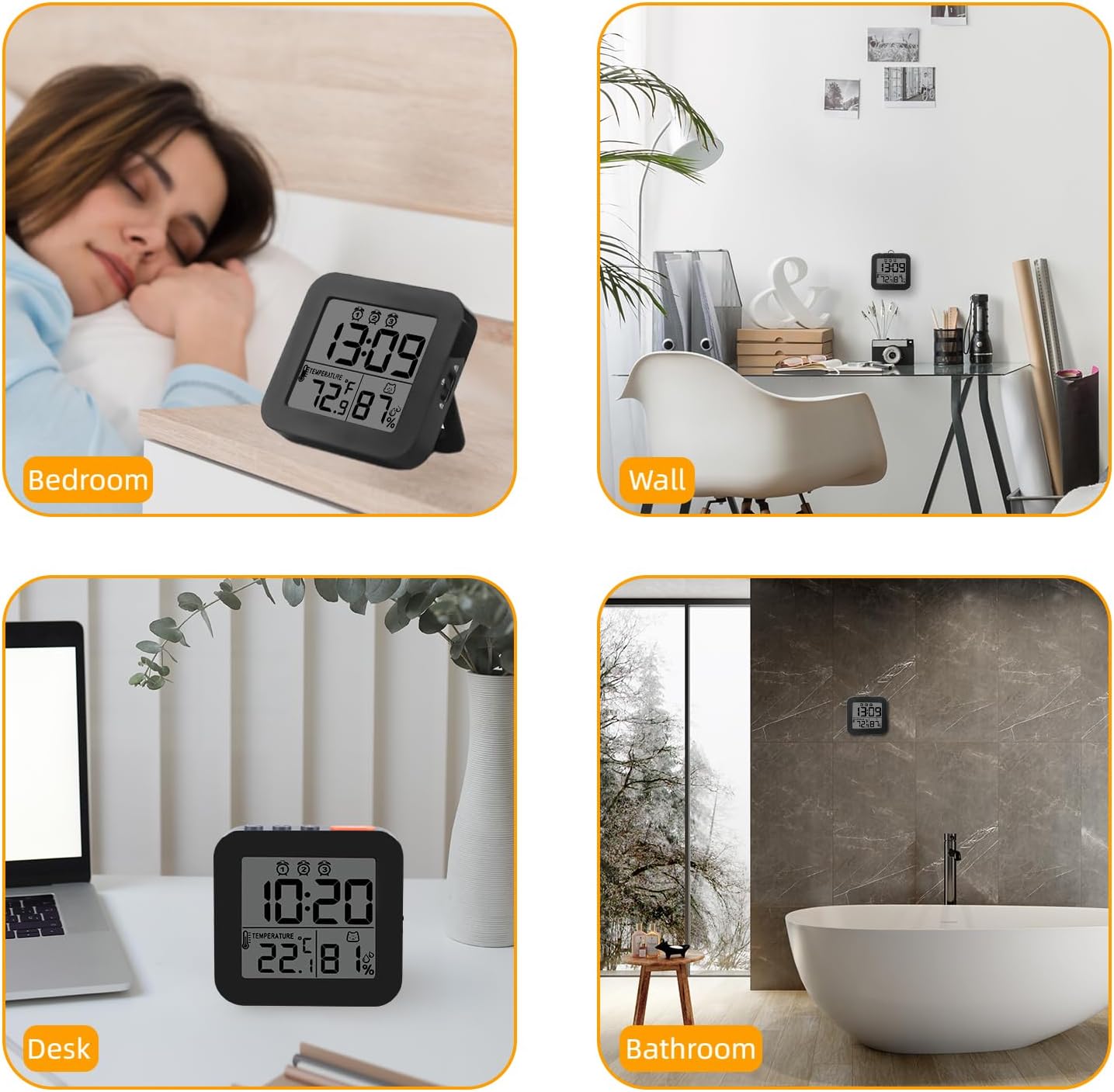 Linoutx Digital Alarm Clock with 3 Bells and Temperature Display