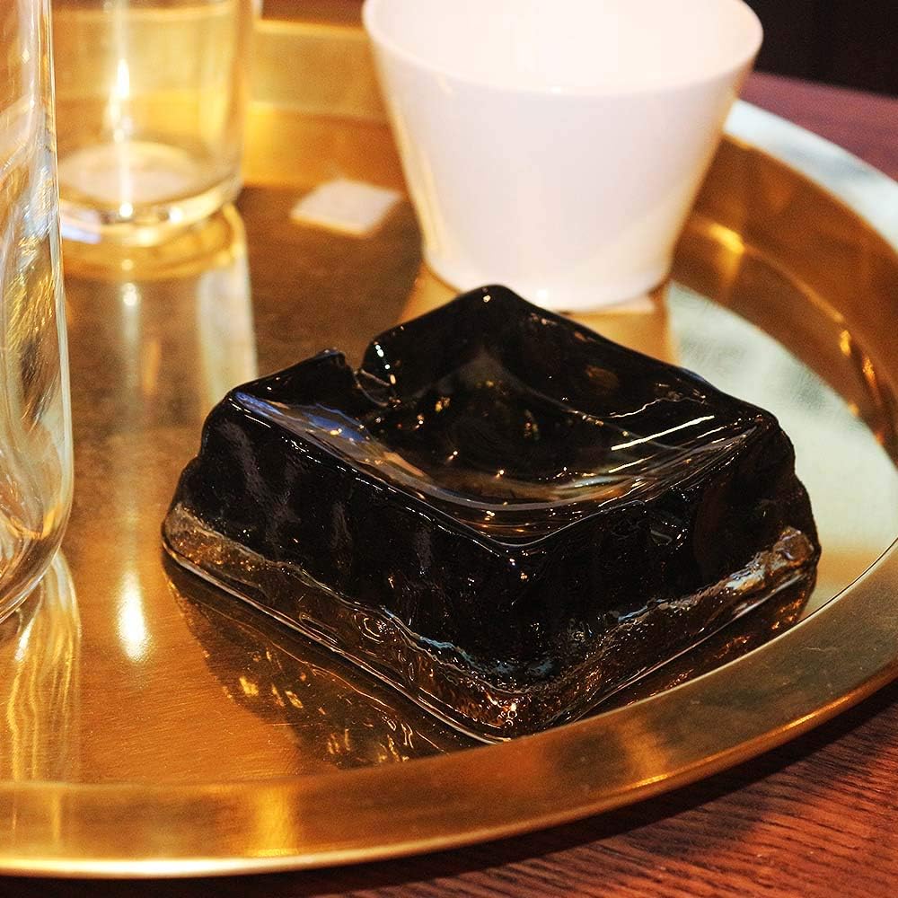 Dark Grey Glass Ashtray for Cigarettes