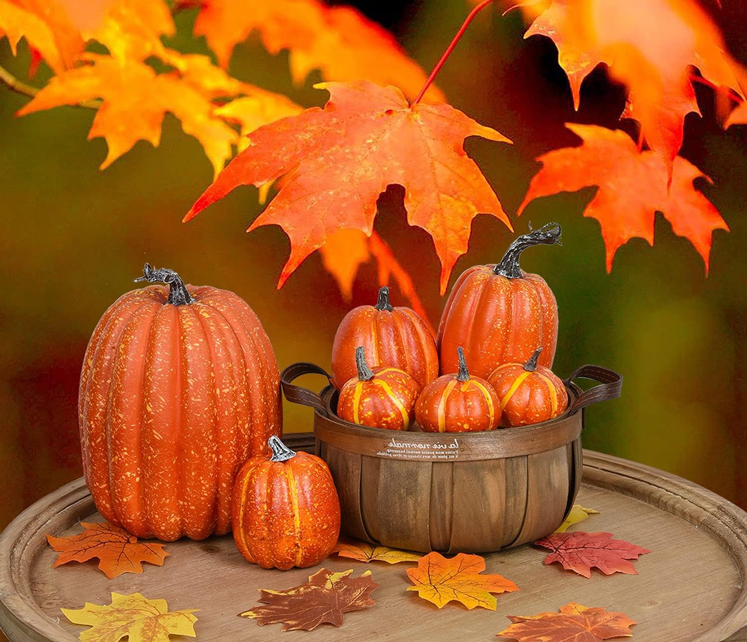 Lvydec Artificial Pumpkins Set 7pcs Harvest Decoration