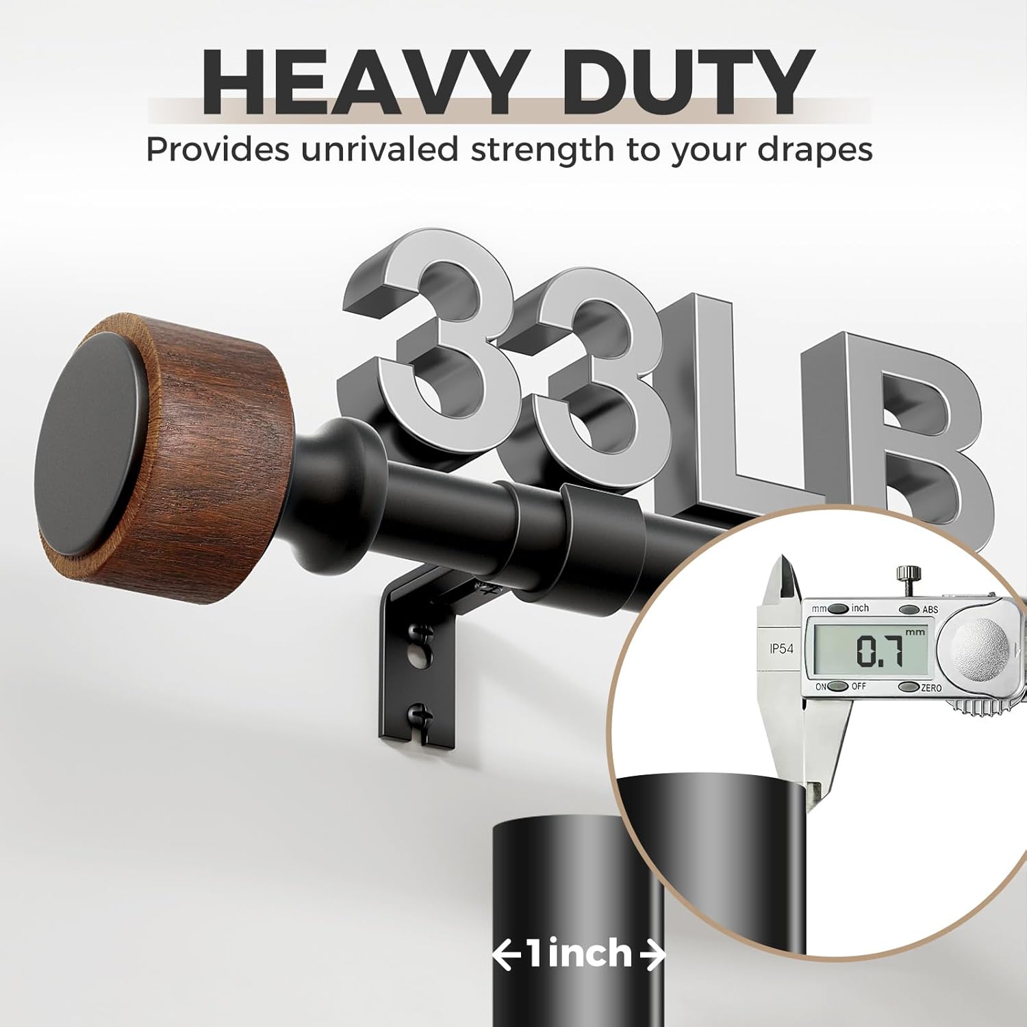 Wood Curtain Rods 30-88 Inches Heavy Duty 1 Inch Diameter