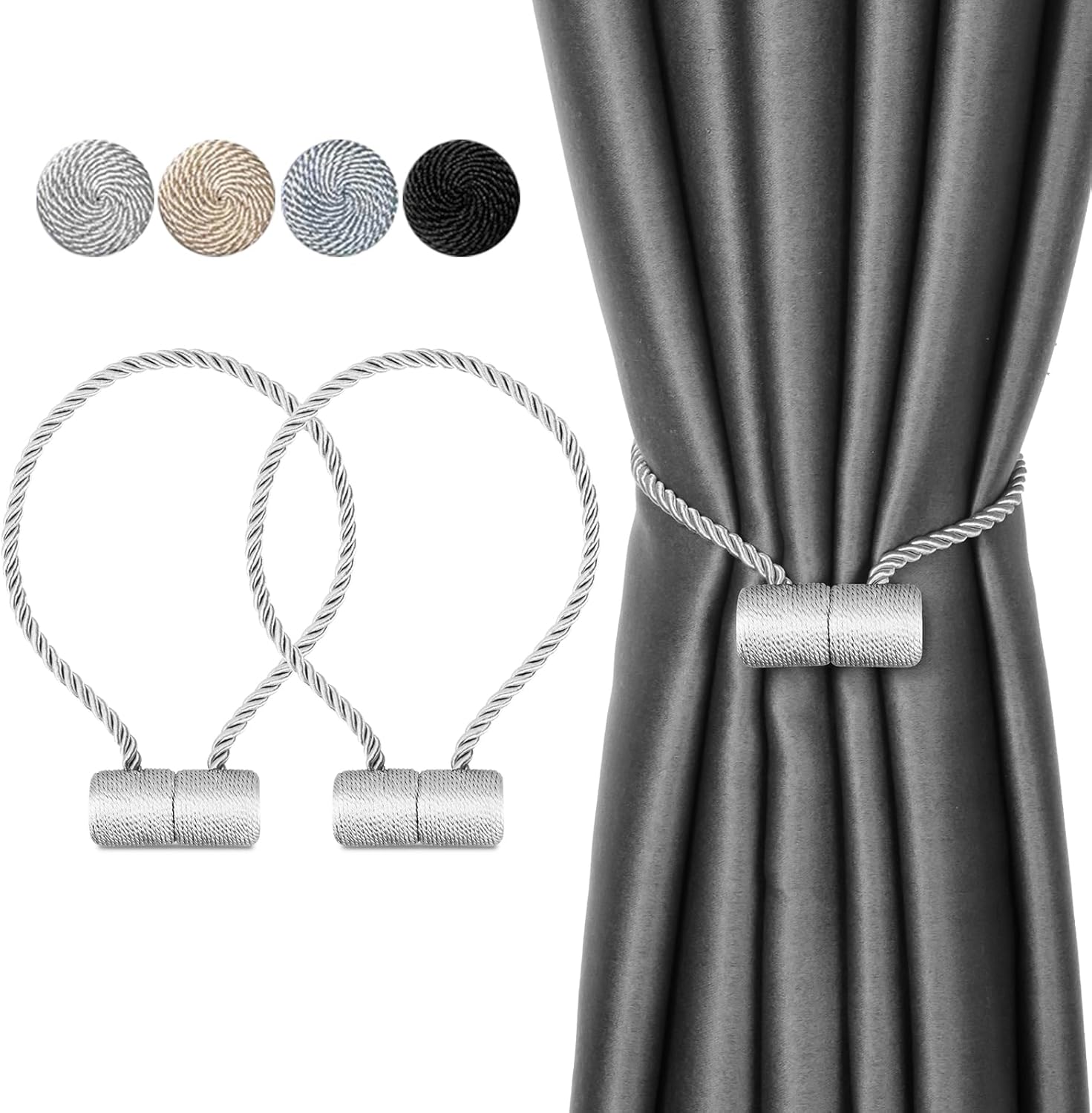 2pcs Magnetic Curtain Tiebacks with Woven Design