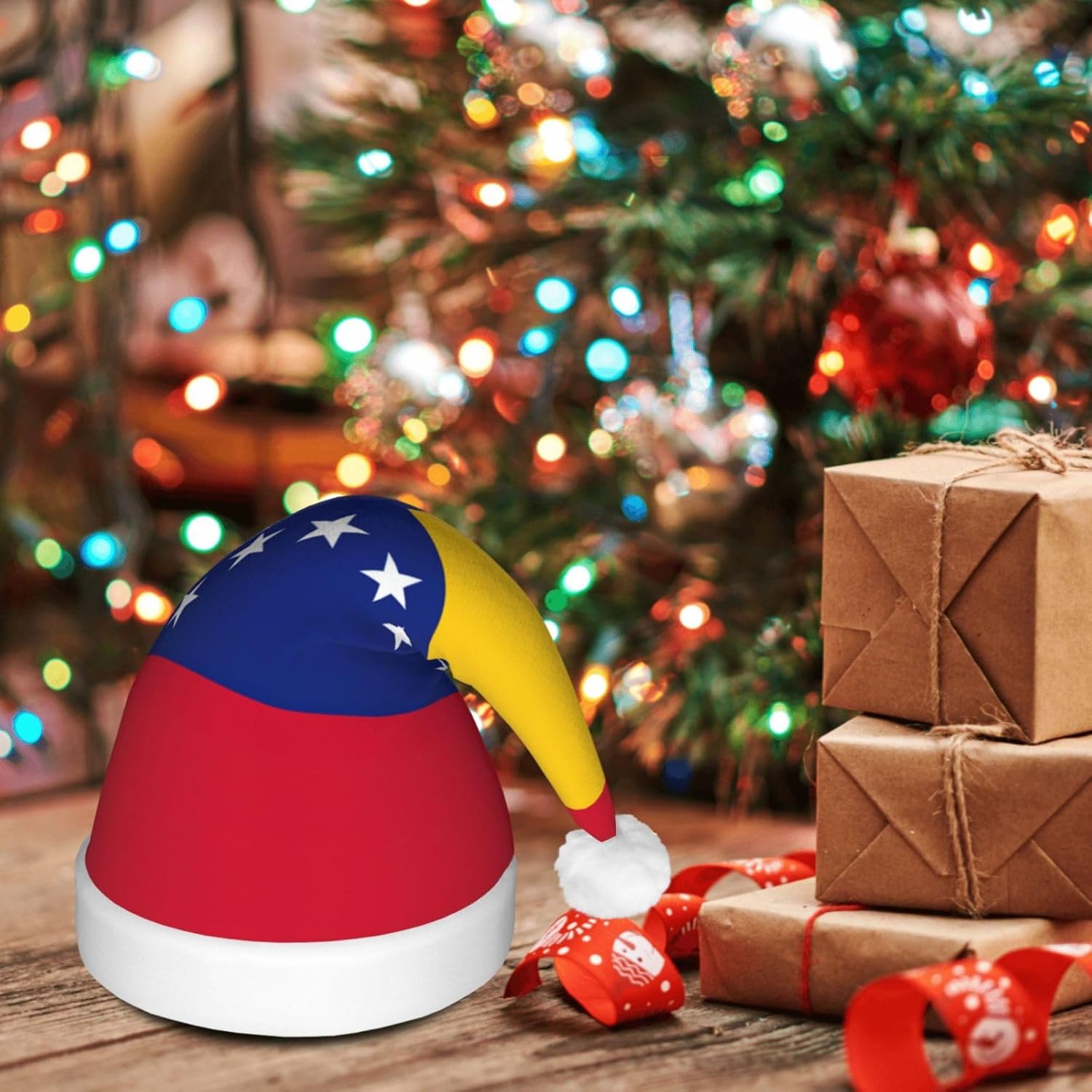 Flag Of Venezuela Christmas Hat With LED Lights