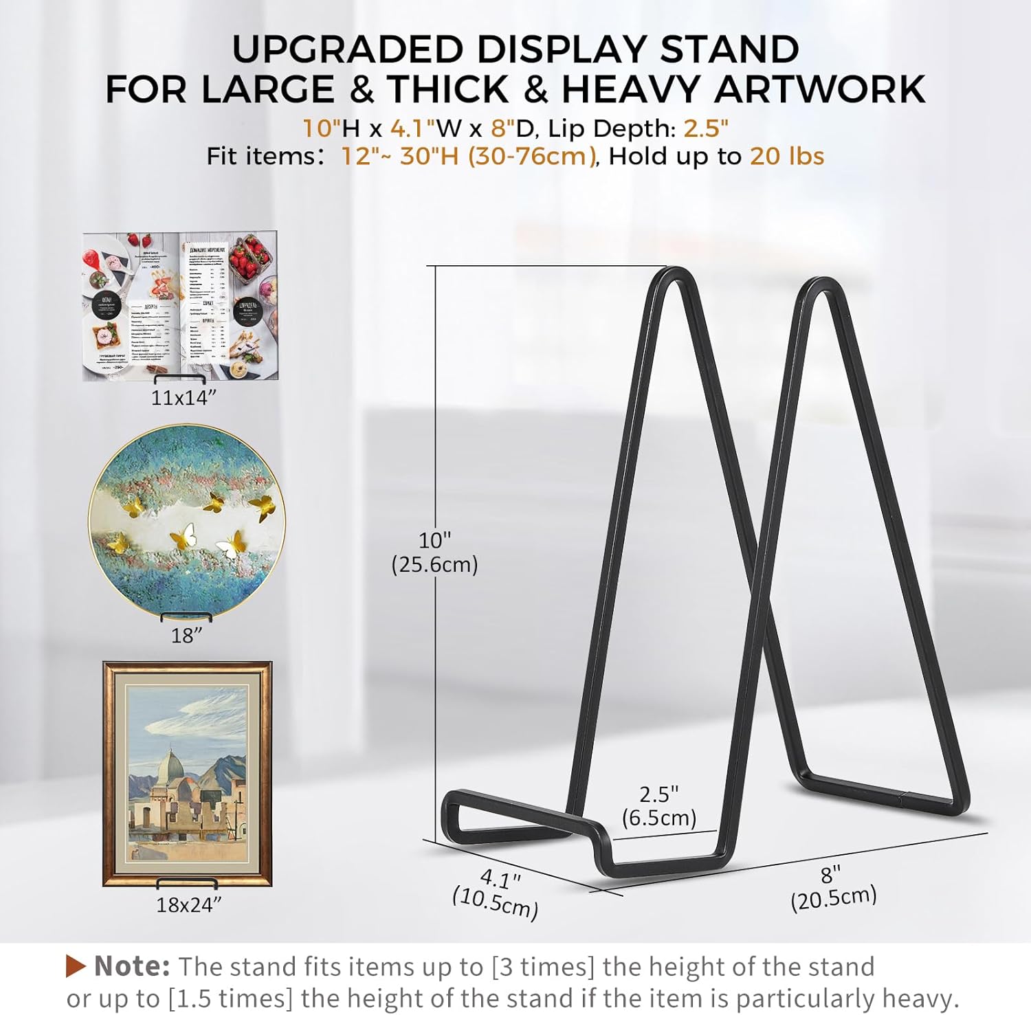 Large Plate Holder Display Stand - 2 Pack Black Metal Easel