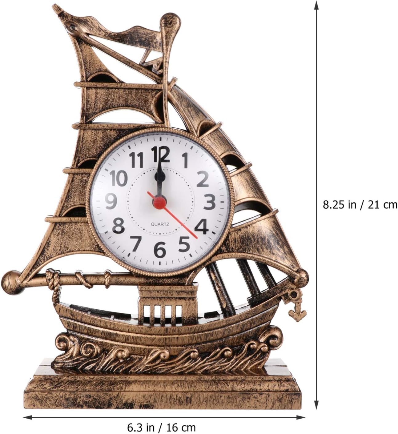 Retro Sailboat Alarm Clock Nautical Decor Golden