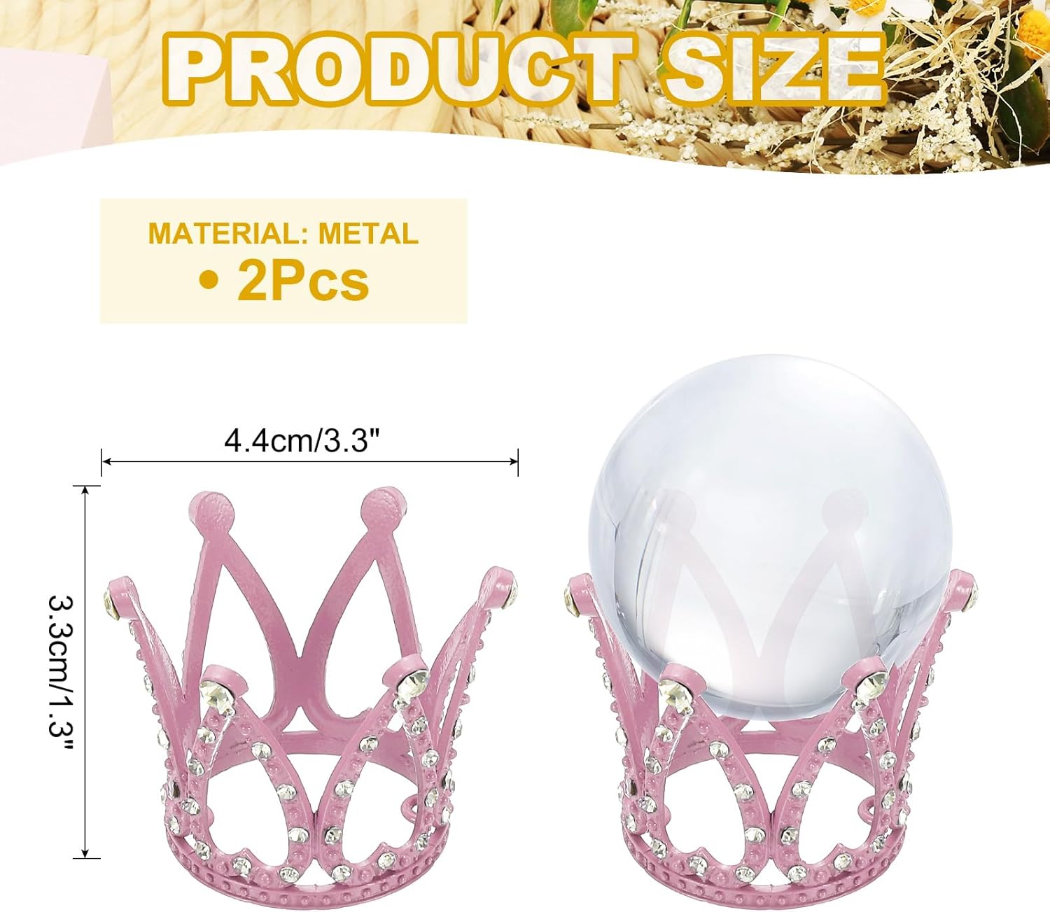 Uxcell 2pcs Metal Crystal Ball Display Stand