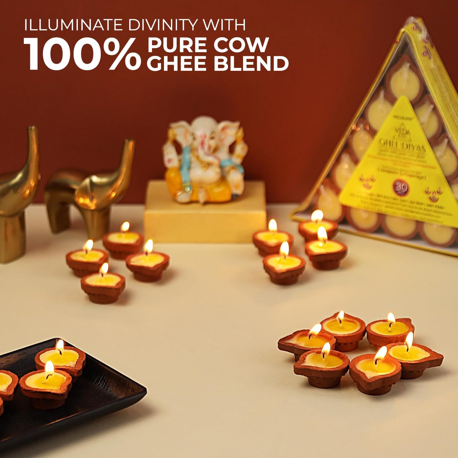 Welburn VedaCo Pure Cow Ghee Diya Set - 30 Pieces