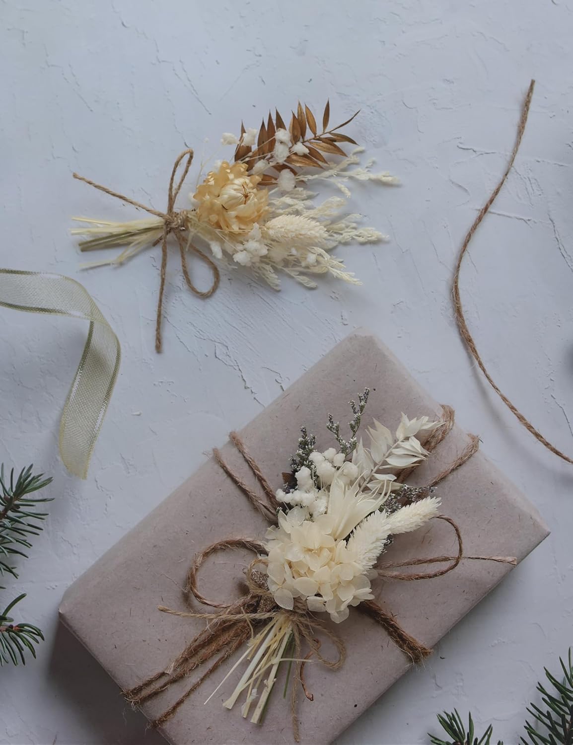 Xins Convey Mini Dried Flower Bouquet Set Pack of 12 Gold