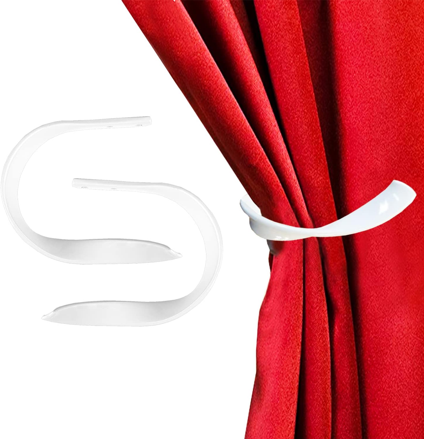 Decorative Curtain Holdbacks with Screws White 2 Pack