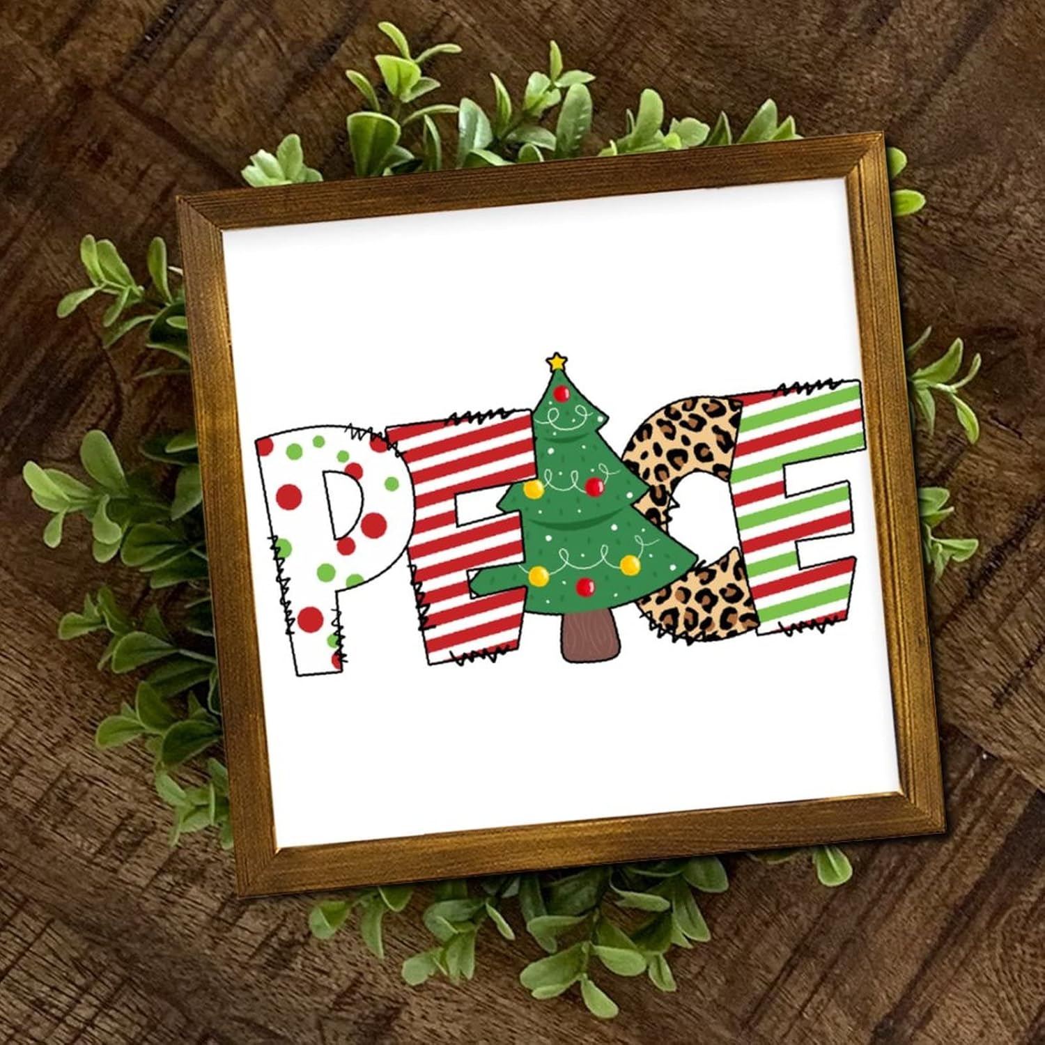 Merry Christmas Wood Framed Sign 12x12 Inch
