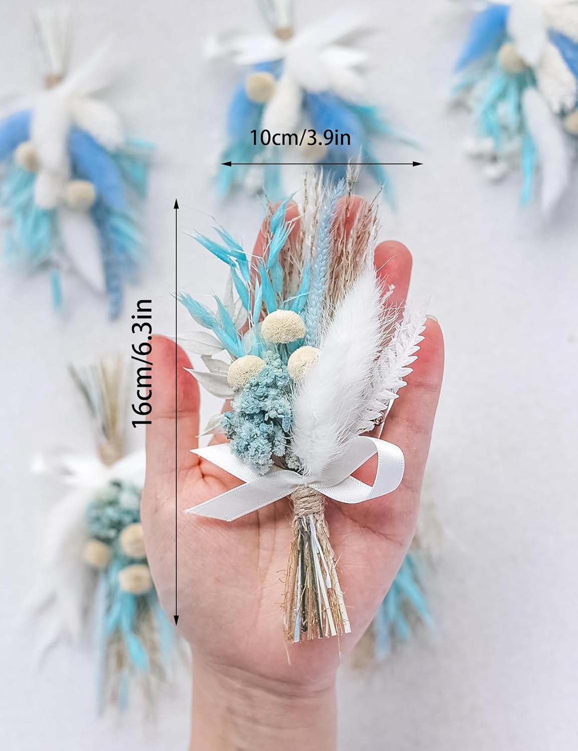 Mini Dried Flower Bouquet Set 6 pcs Blue