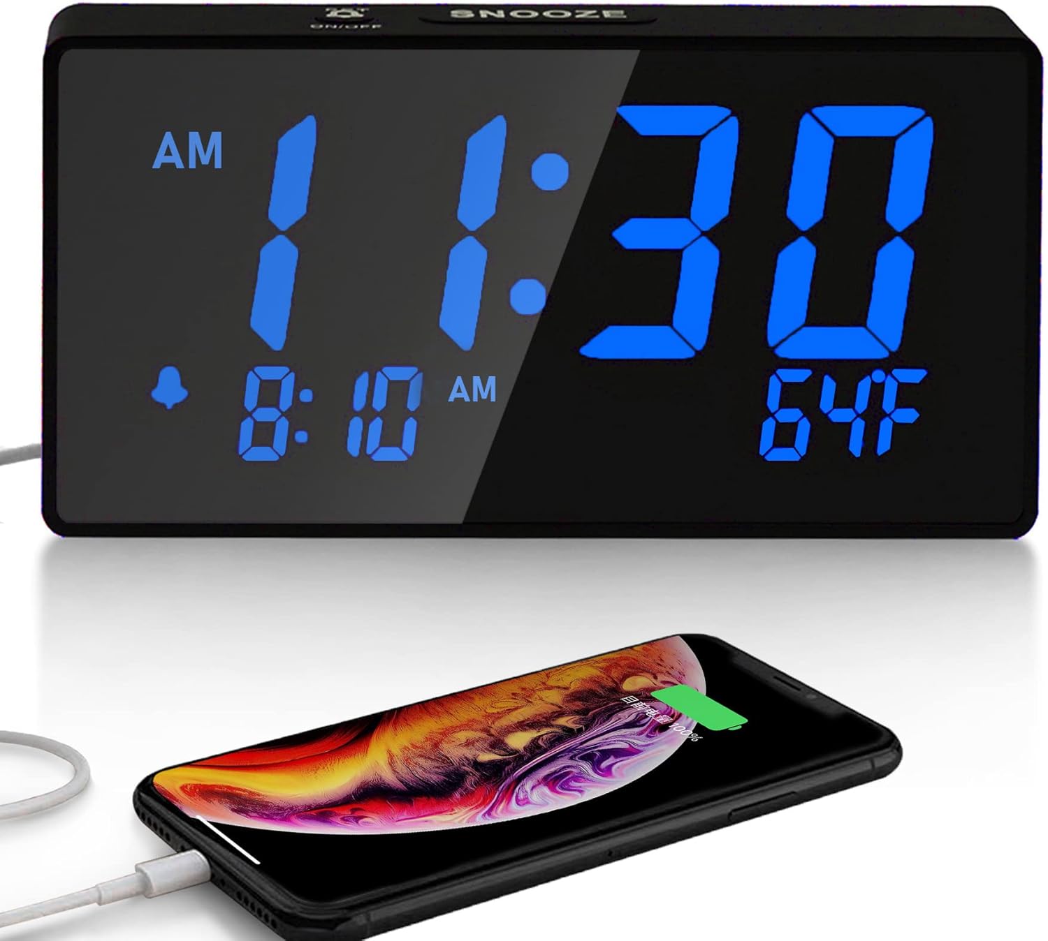 BOCTOP Desk Digital Alarm Clock with USB Port