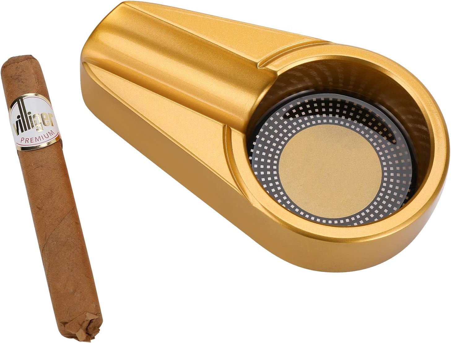 CiTree Cigar Travel Ashtray in Gold Metal