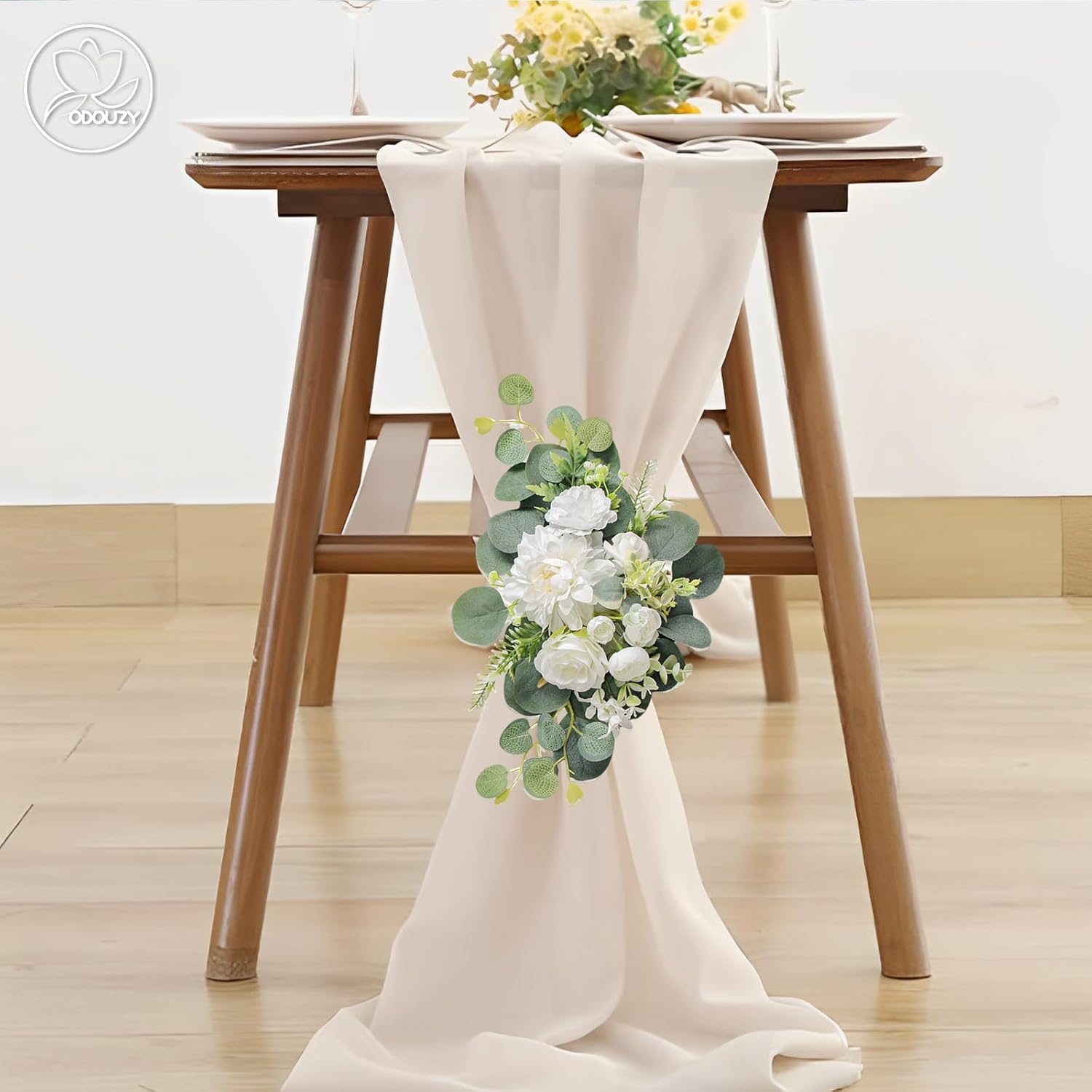 Artificial Wedding Arch Flowers Set of 2 White