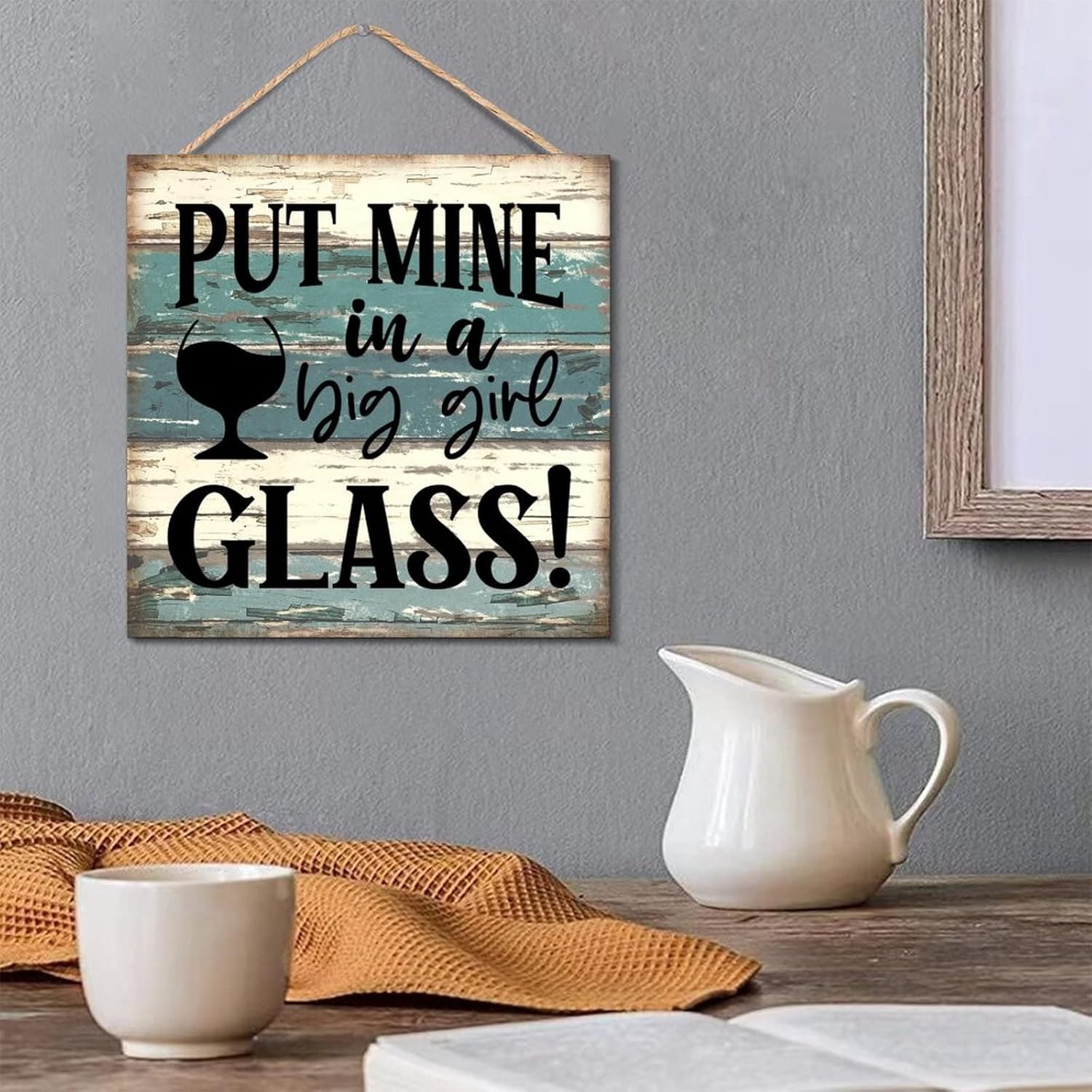 Big Girl Glass Hanging Wooden Sign Rustic Farmhouse Decor