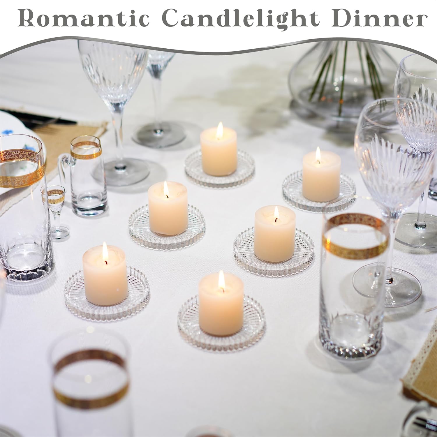 Kanpura Clear Glass Candle Holder Plates Set of 6