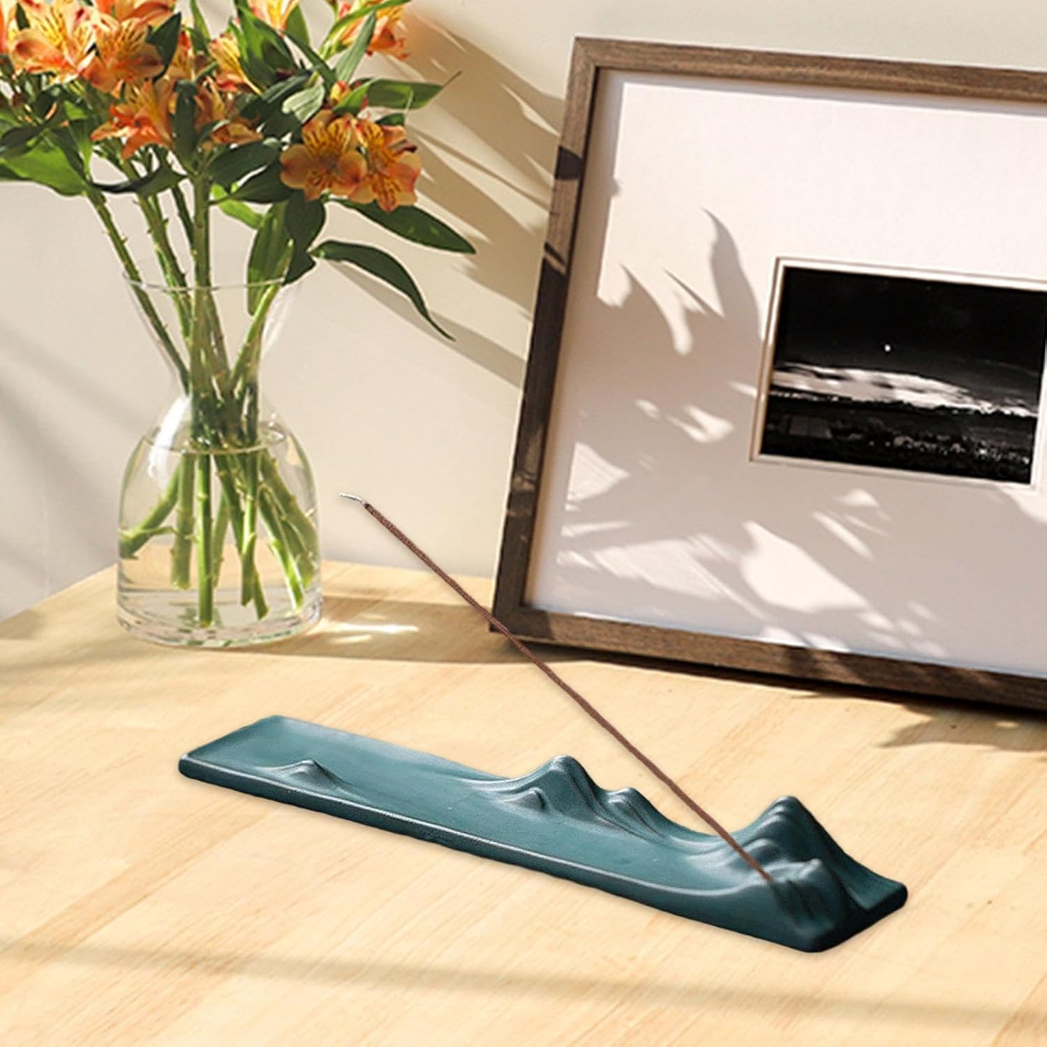 Green Ceramic Ash Tray Burner for Home Office Living Room