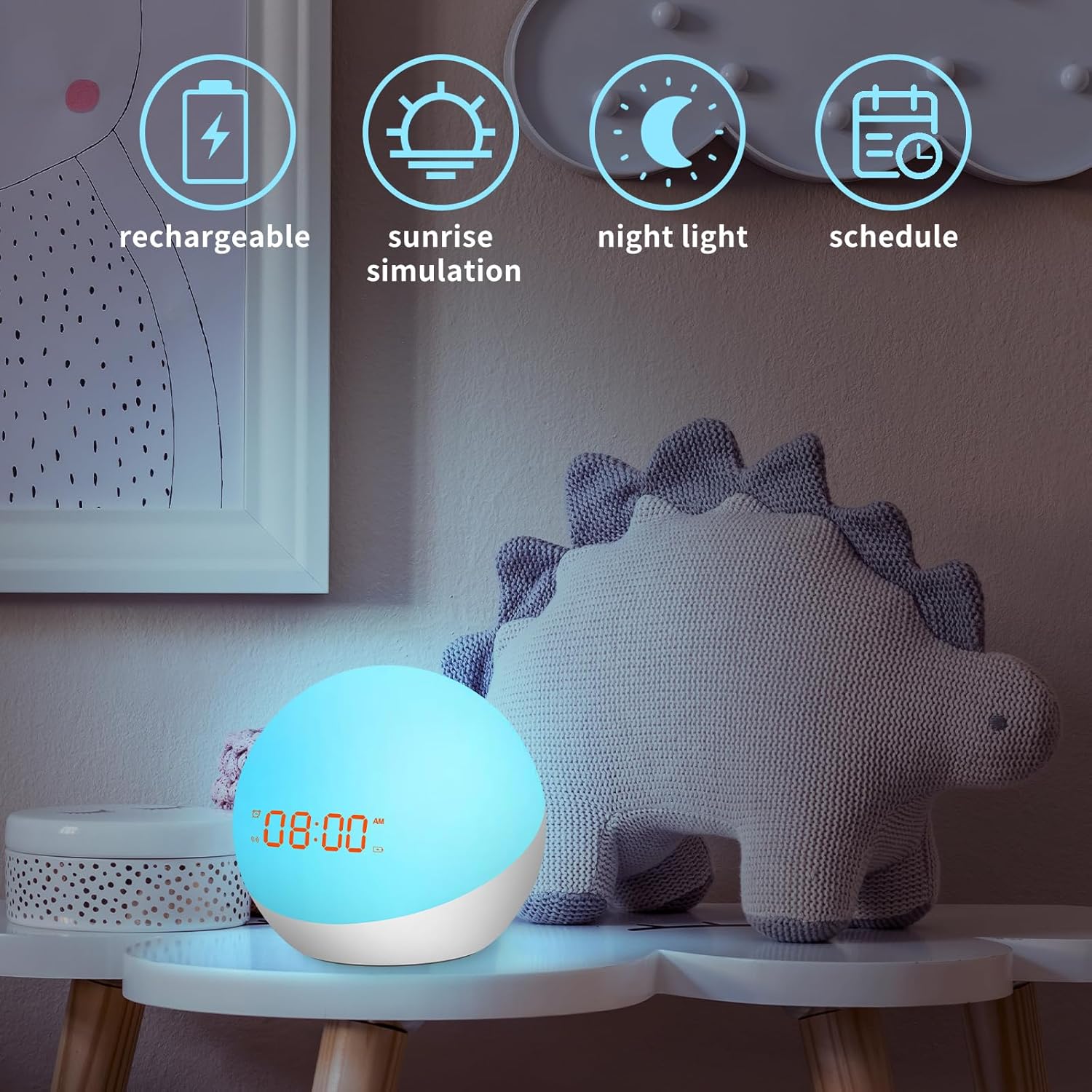 Homidy Alarm Clock for Kids with Night Light and Sound