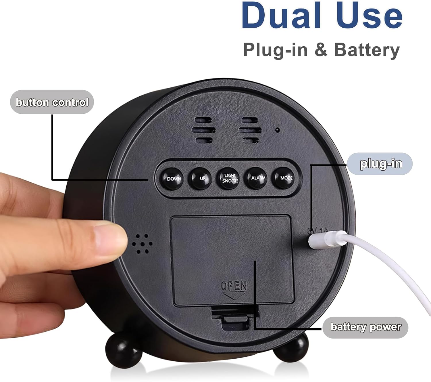 Justup Digital Alarm Clock with Double Bell and LED Display