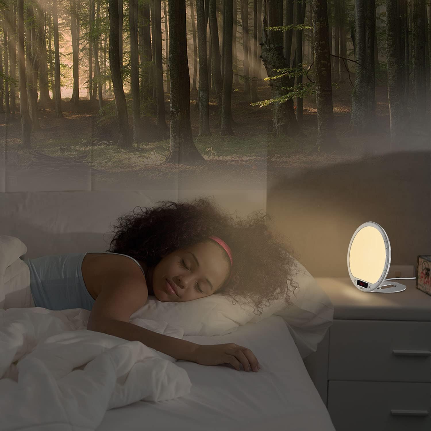 Portable Light Therapy Lamp with Sunrise Alarm and APP Control