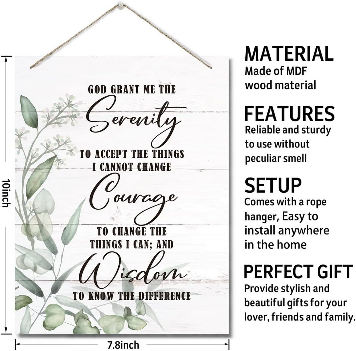 Serenity Prayer Wall Art Decor Sign Christian Scripture Wood Plaque