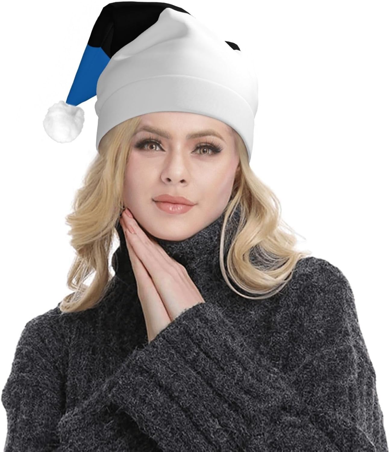 Estonia Flag Print Christmas Hat with LED Lights