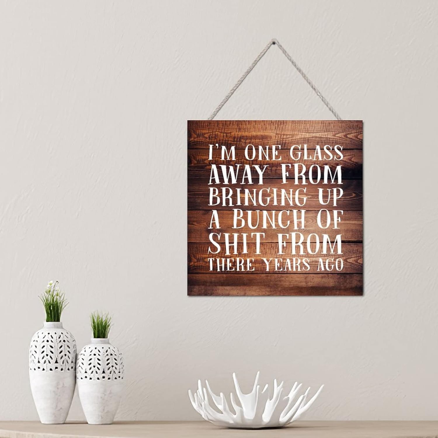 Elvoes Farmhouse Rustic Wood Plaque Sign 4x4