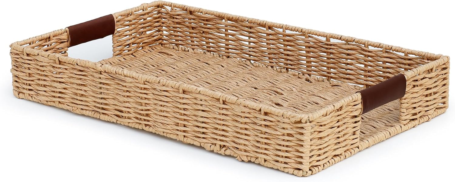 Summit Living Handwoven Rattan Serving Tray 20x12