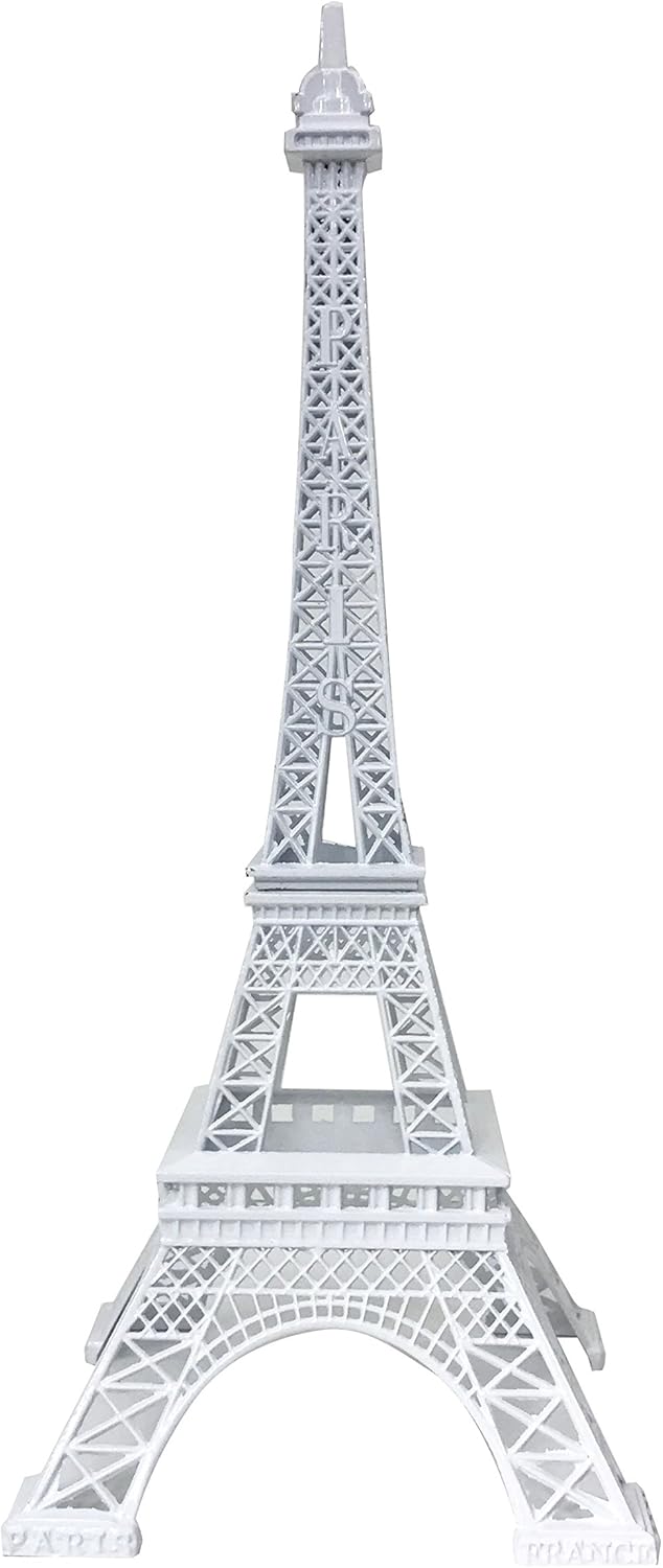 Allgala 24 Inch Eiffel Tower Statue Decor Alloy Metal White