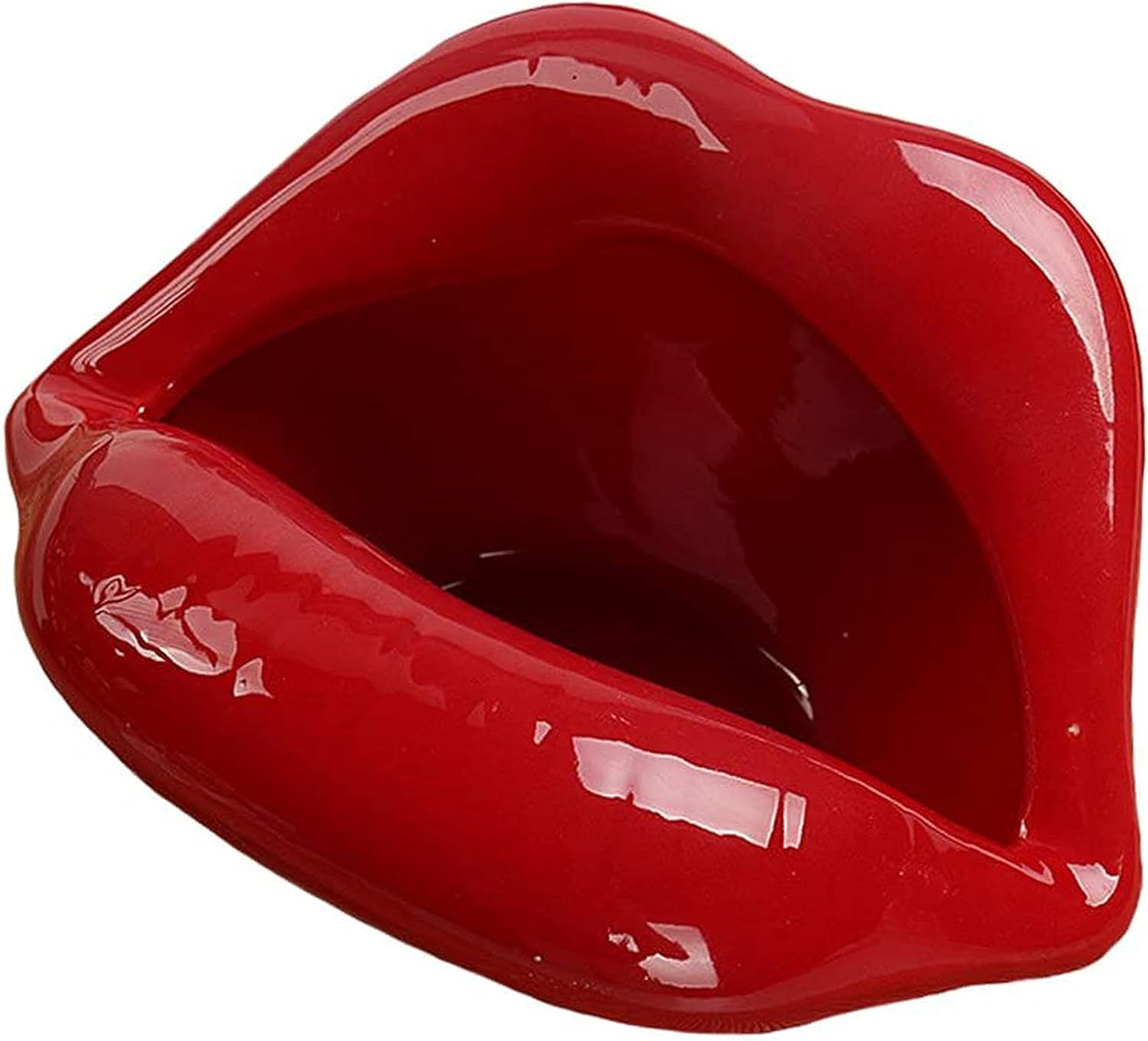 Creative Ceramic Ashtray with Lips Design Dark Red