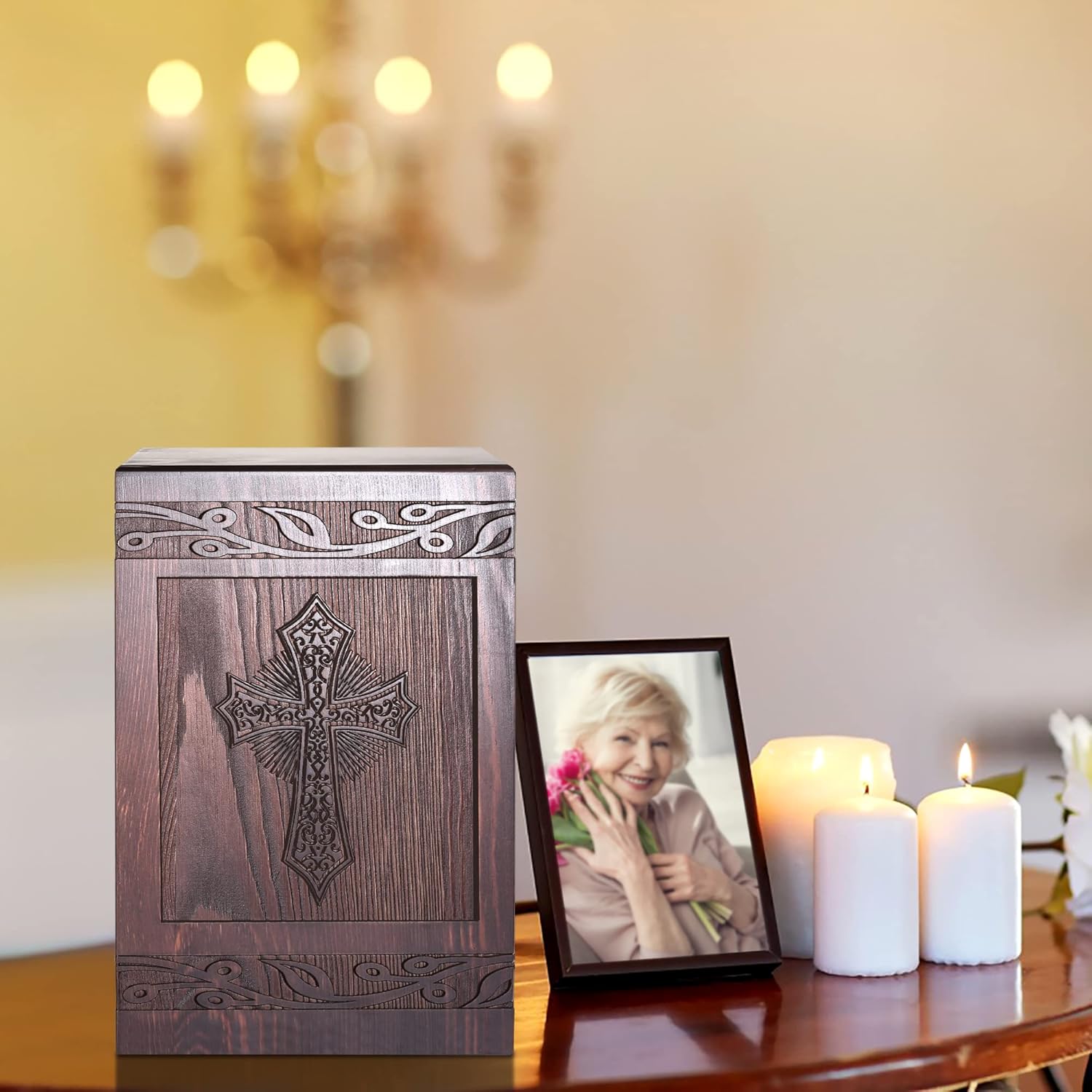 Wooden Cross Cremation Urn 222 Cubic Inches