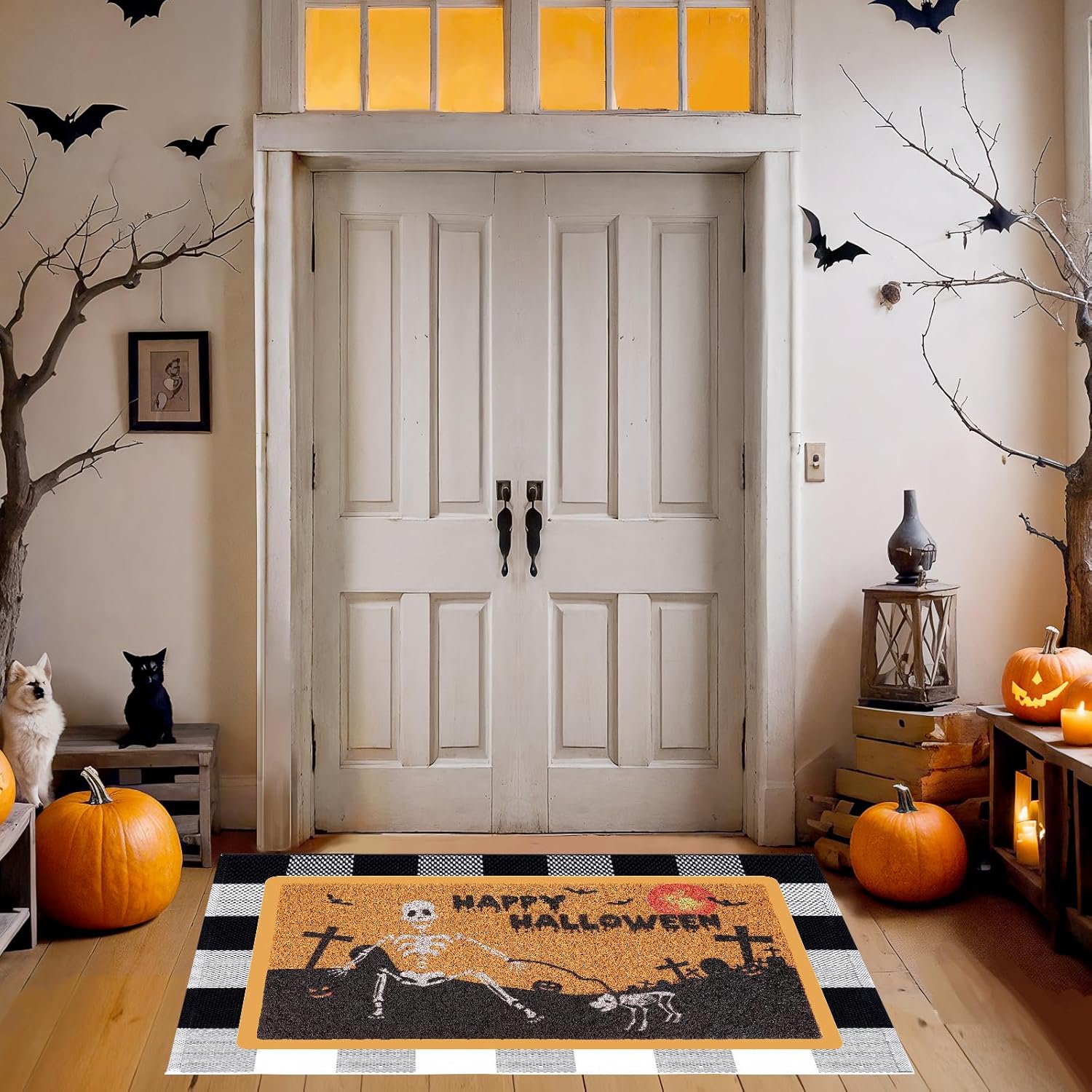 Frakron 2Pcs Halloween Door Mat Combo Set