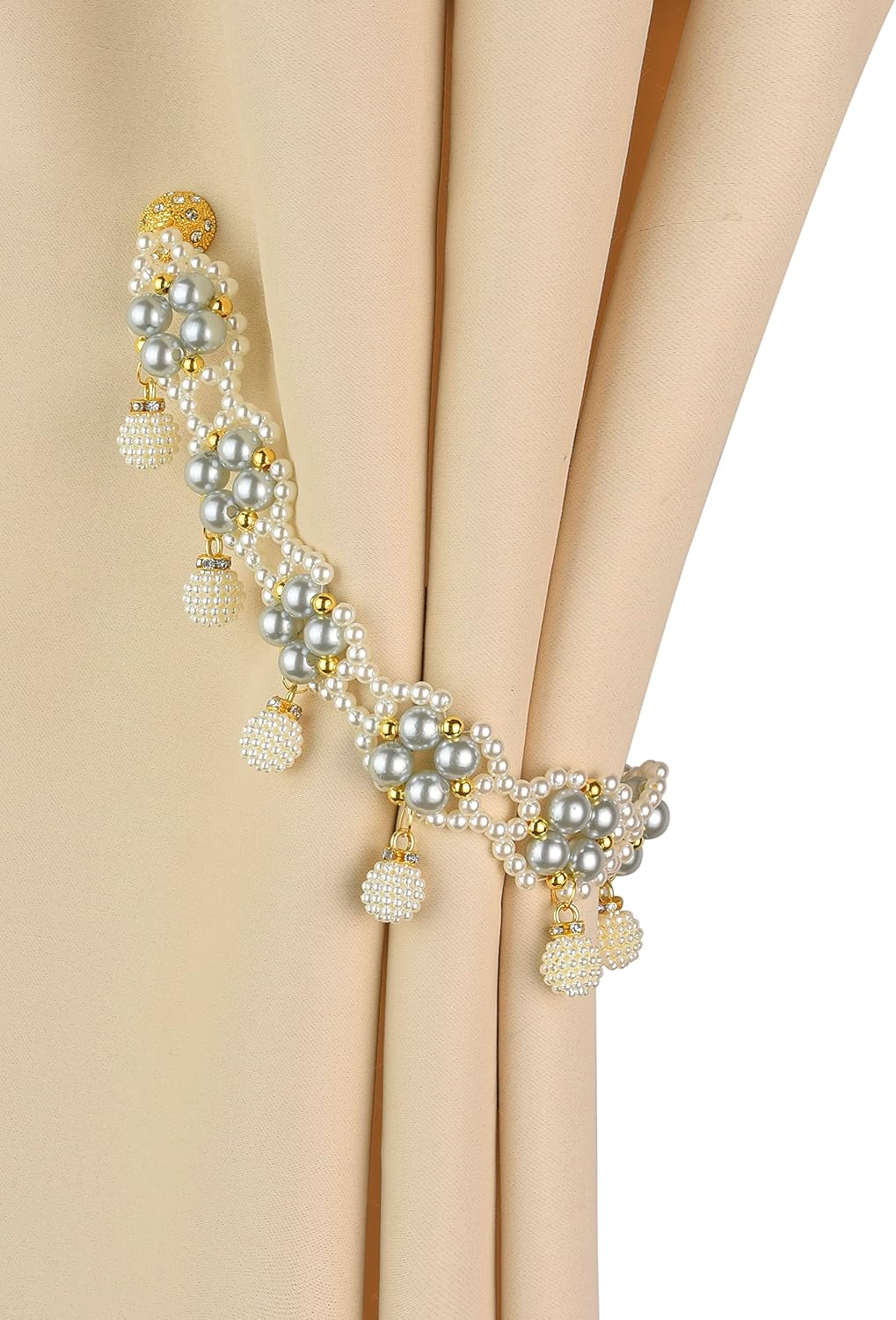 SUQ I OME Magnetic Pearl Curtain Tieback Gray