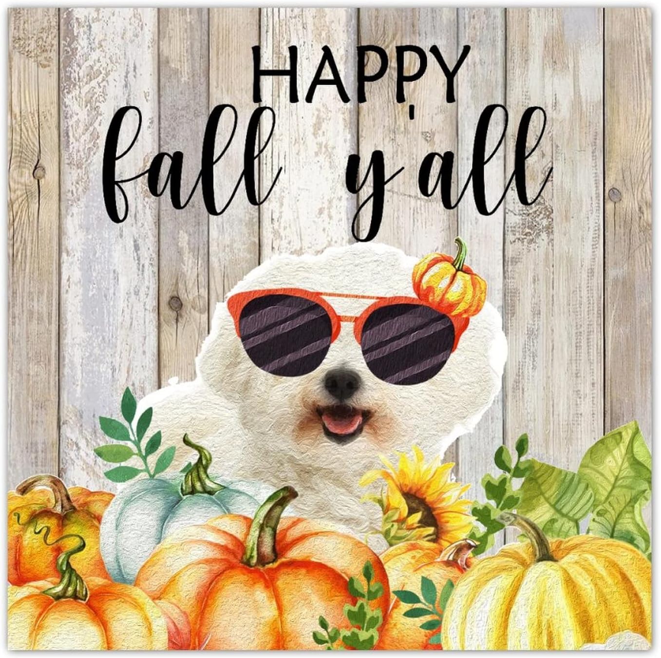 Thanksgiving Hello Fall Decor Wood Signs 8x8in