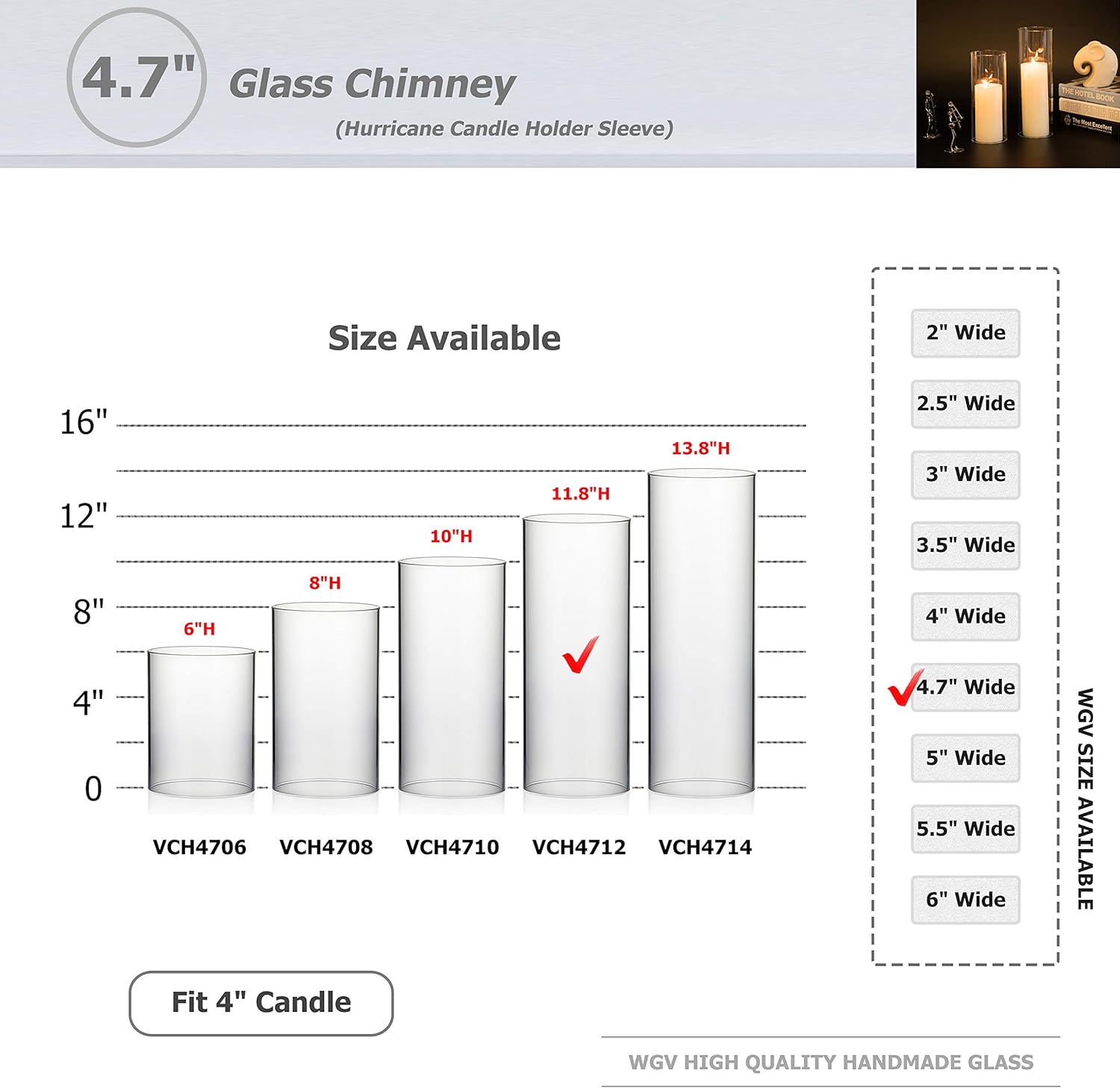 WGVI Hurricane Candle Holder Sleeve Clear Glass 2 Pieces