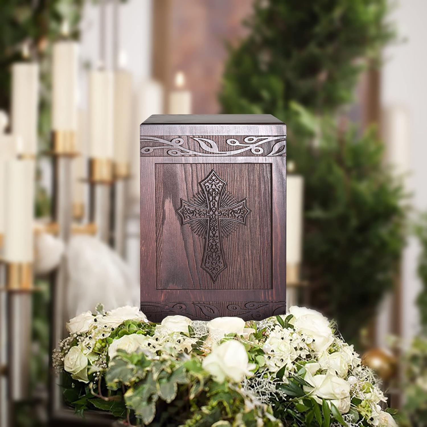 Wooden Cross Cremation Urn 222 Cubic Inches