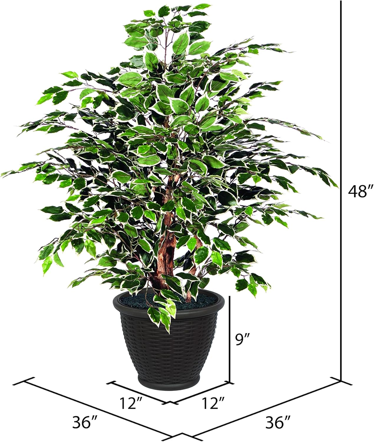 Vickerman 4 Artificial Variegated Ficus Bush with Container