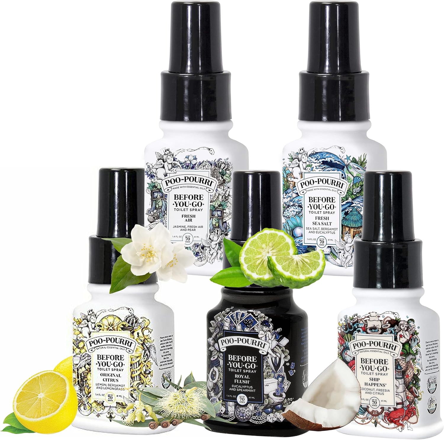 Poo-Pourri Set with 5 Essential Oil Sprays