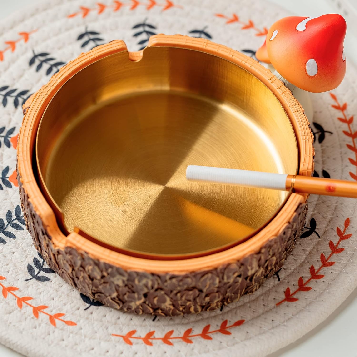 Cute Mushroom Ashtray with Stainless Steel Tray